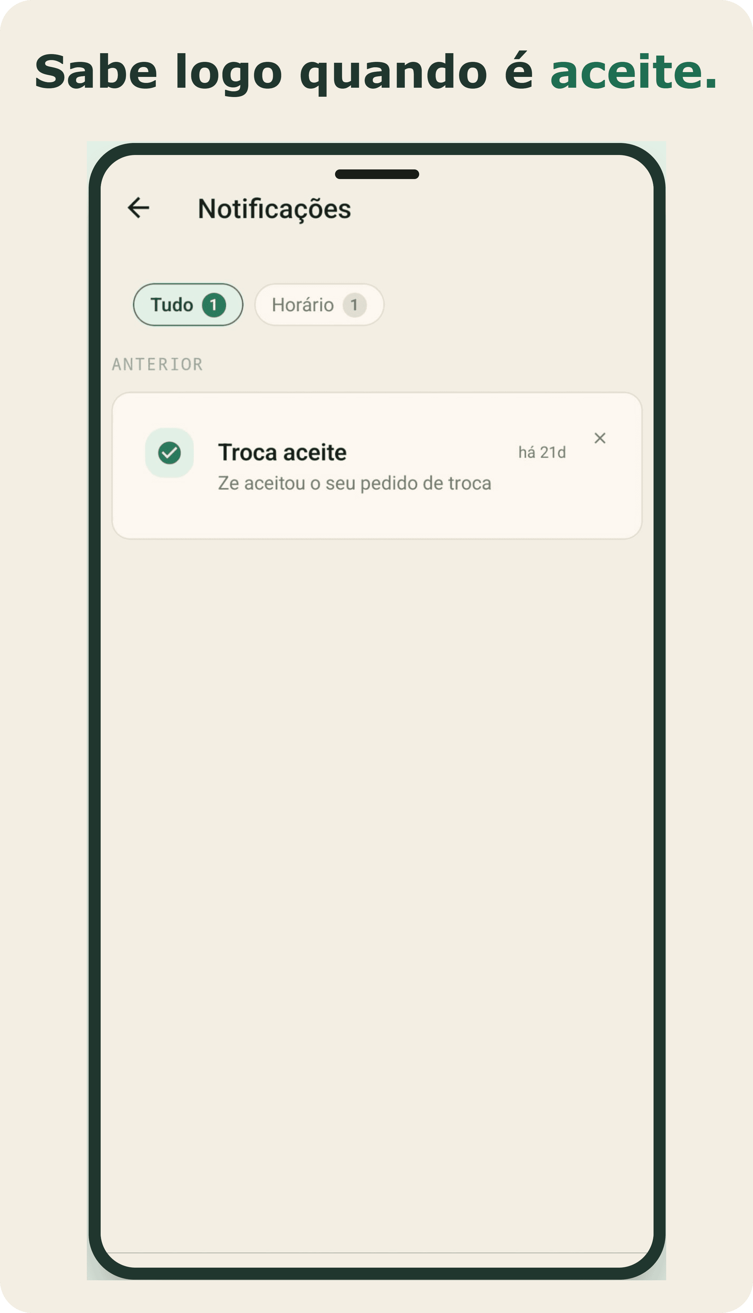 Notificação push da Jebby num iPhone a alertar um progenitor para um pedido de troca de dia pendente